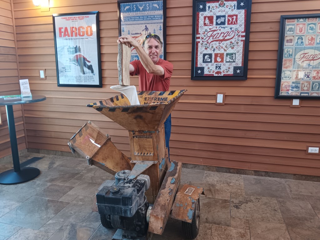 simon with wood chipper